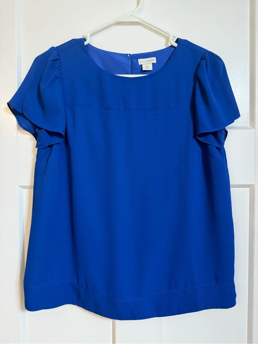 J. Crew Royal Blue Flutter Sleeve Blouse